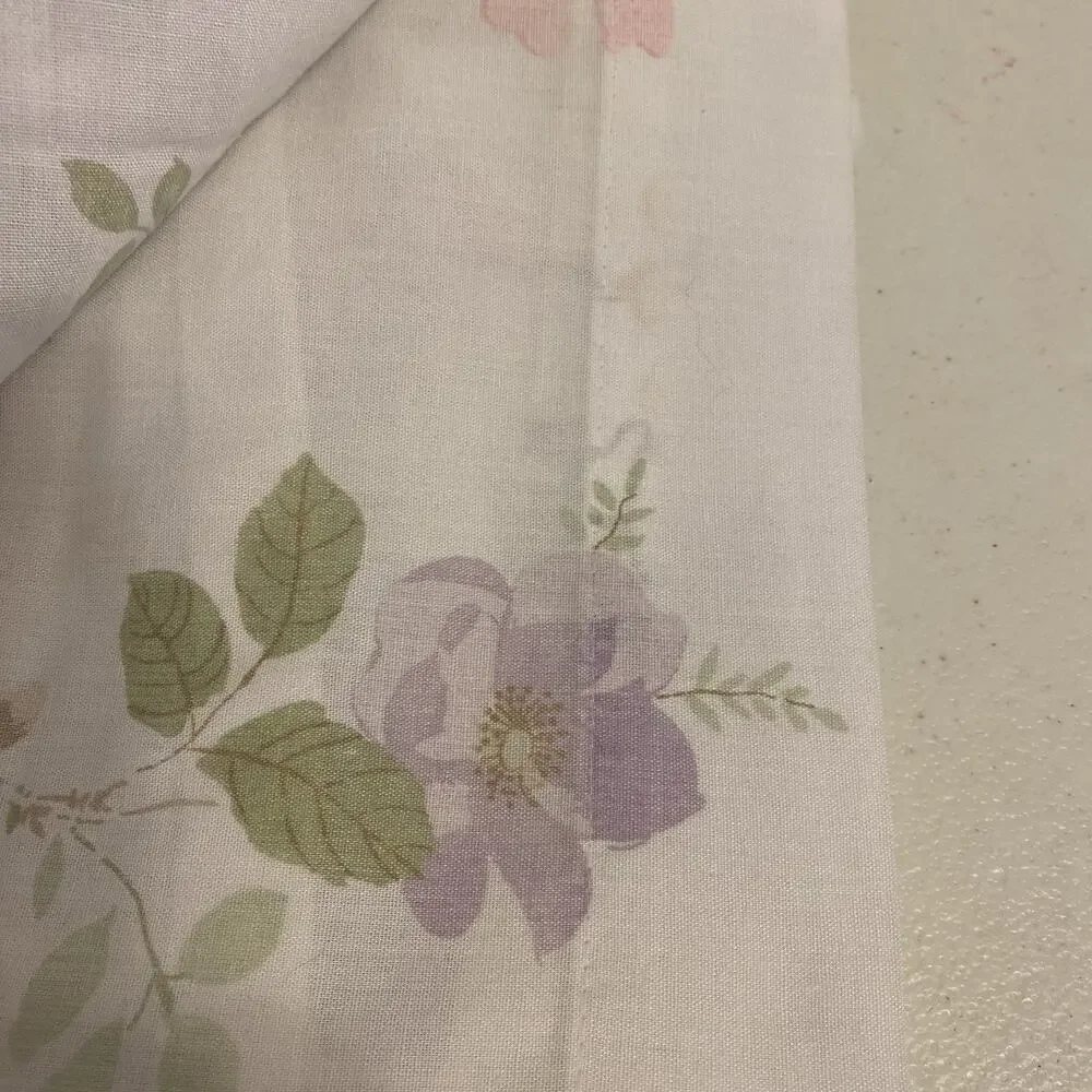 VTG Cotton Blend Twin Size Flat Sheet Floral Cottagecore Home Collection 80x90”